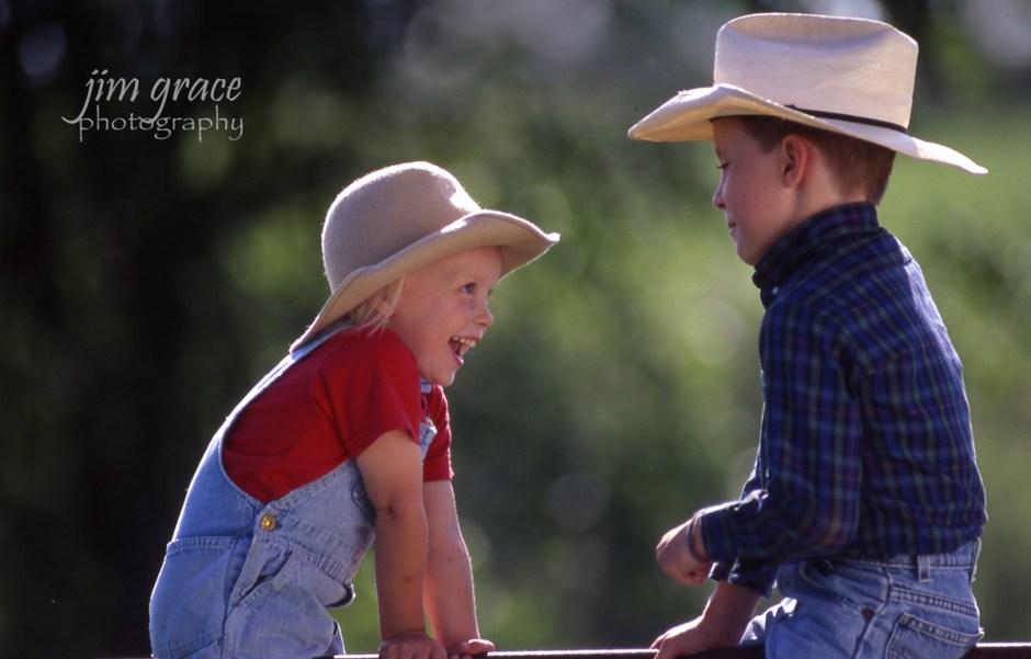 Farm Kids Play on Gate