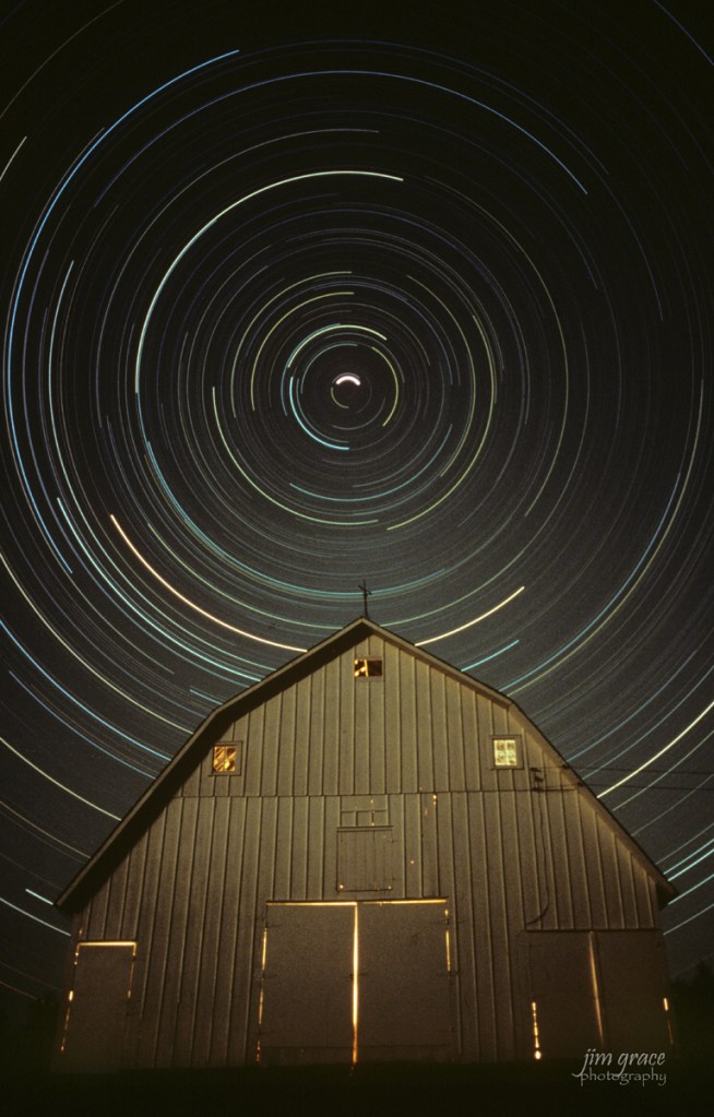 North Sky Over Barn, Six Hour Exposure